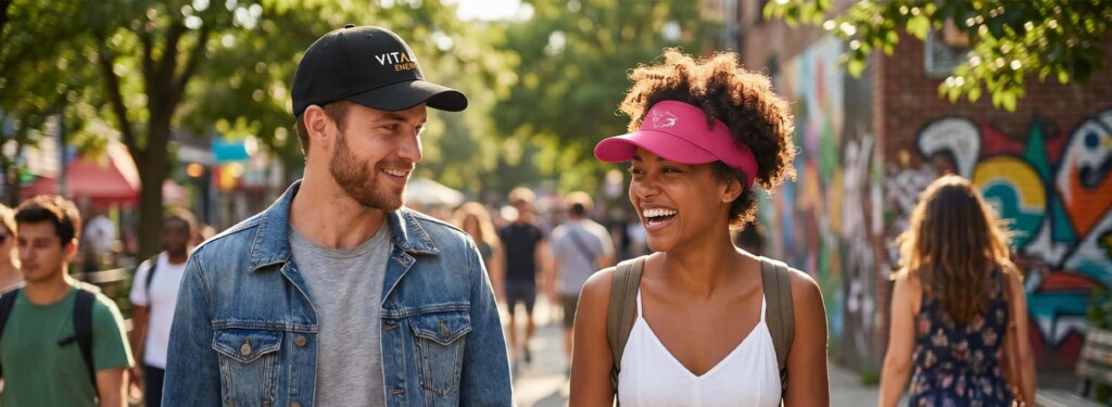 Embroidered caps and printed visor promotional products