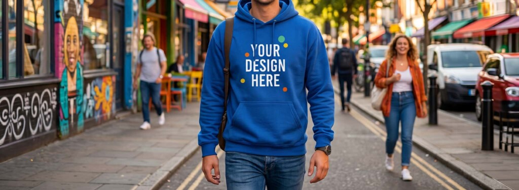 Printed pull-over hoodie promotional product