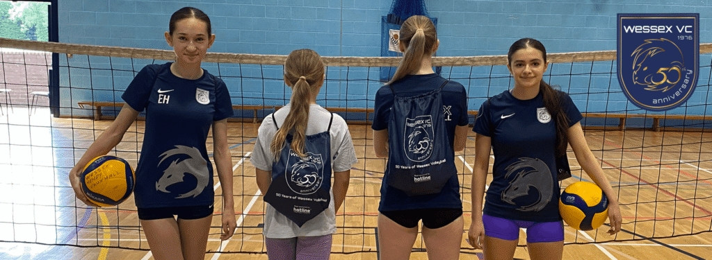 Custom printed Wessex Volleyball Club drawstring bags sponsored by Hotline Promotional Products