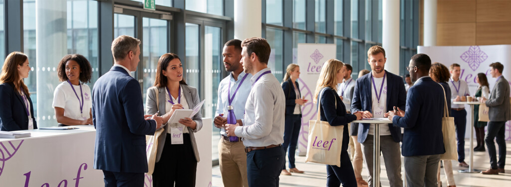 Corporate event giveaways at a business conference