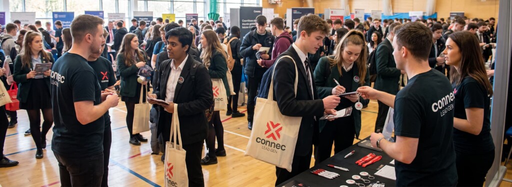 Graduate recruitment fair with employer exhibition stands